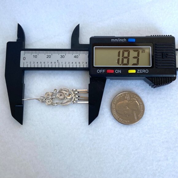 VTG Sterling Silver 925 Filigree Spun Silver Fringe Dangle Drop Earrings - Picture 13 of 14